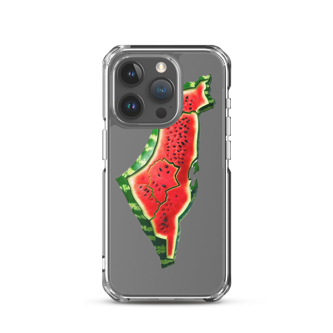 Clear Case for iPhone® - Palestine Watermelon, iPhone iPhone 15 Pro Case On Phone