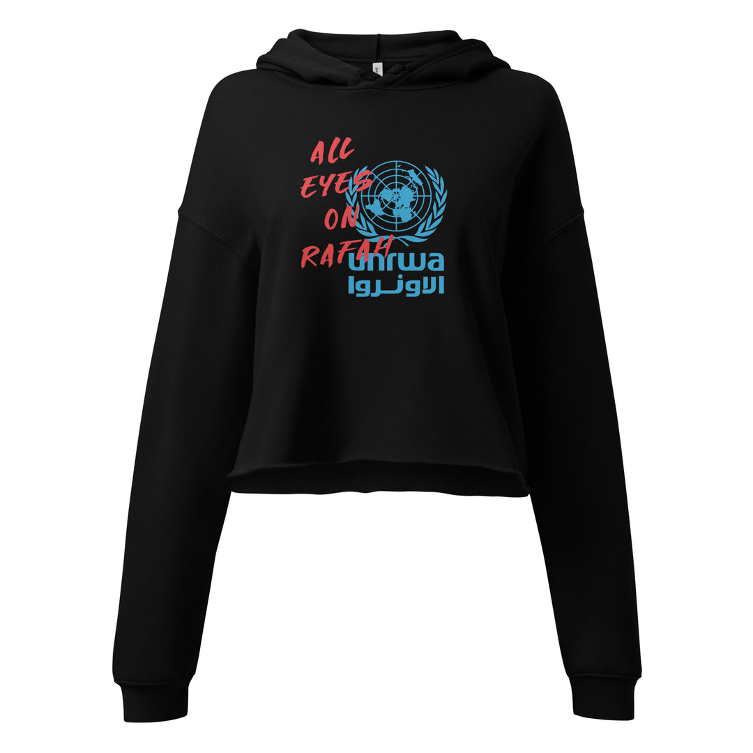 Crop Hoodie - All Eyes on Rafah, Womens Cropped Hoodie Black