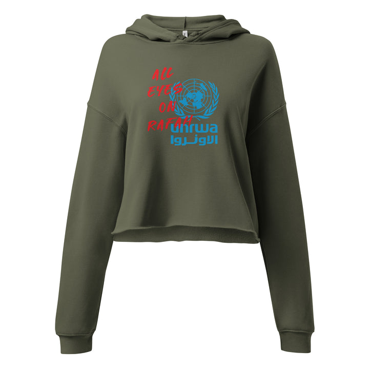Crop Hoodie - All Eyes on Rafah, Womens Cropped Hoodie Military Green