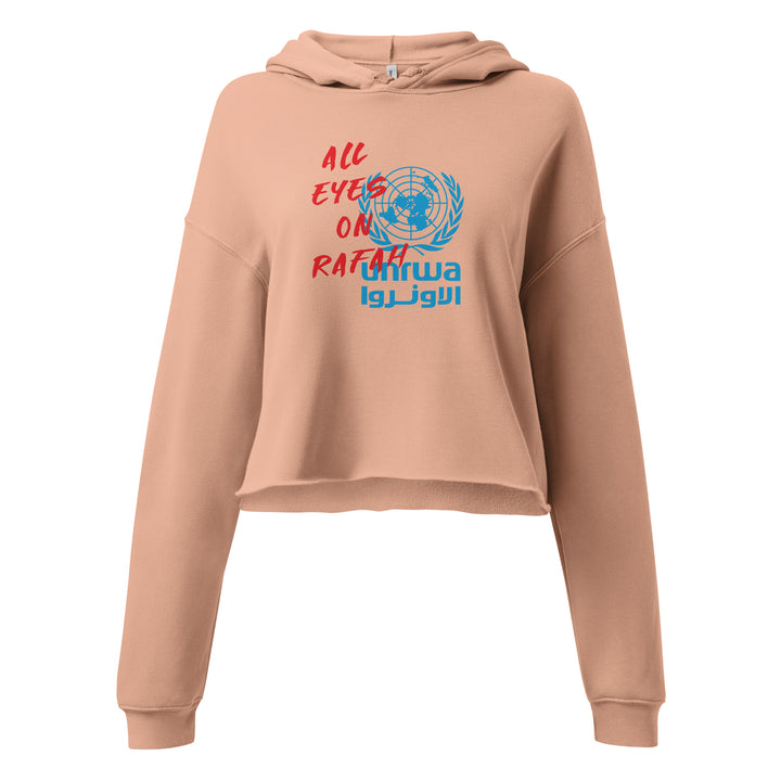 Crop Hoodie - All Eyes on Rafah, Womens Cropped Hoodie Peach