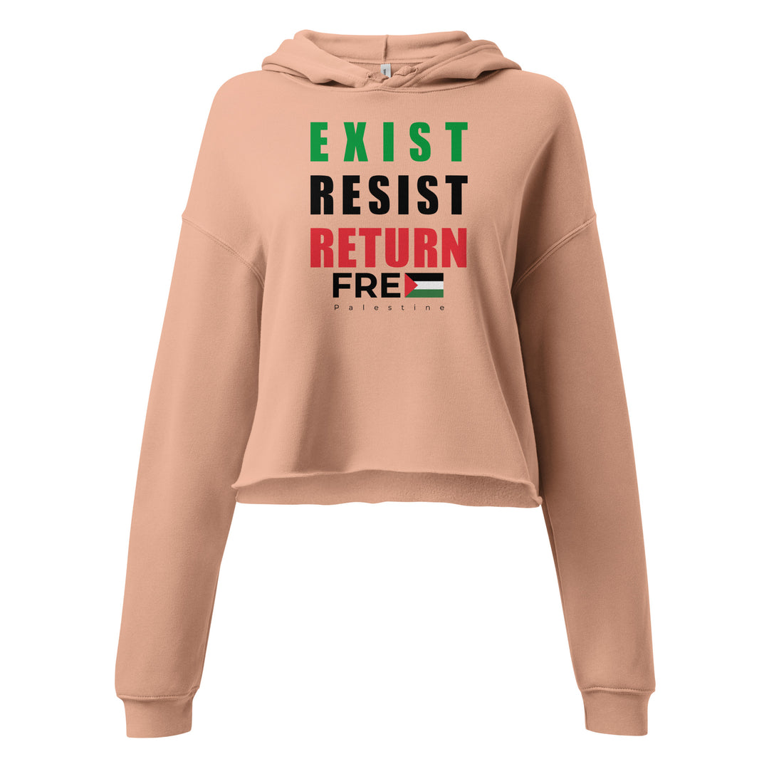 Crop Hoodie - Exist. Resist. Return., Womens Cropped Hoodie Peach