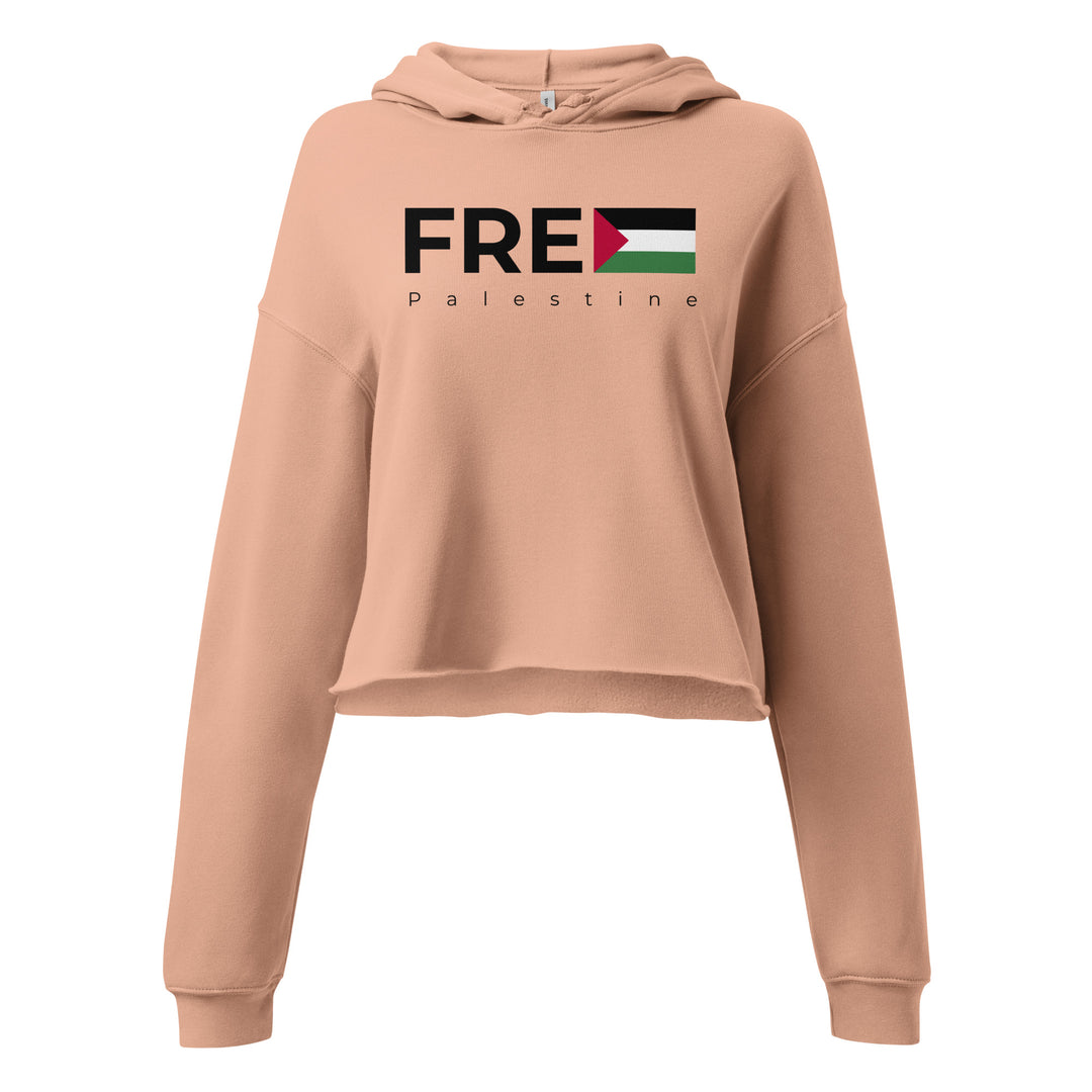 Crop Hoodie - Free Palestine, Womens Cropped Hoodie Peach