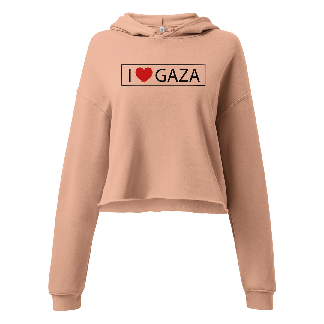 Crop Hoodie - I Love Gaza, Womens Cropped Hoodie Peach