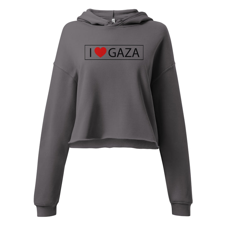 Crop Hoodie - I Love Gaza, Womens Cropped Hoodie Storm