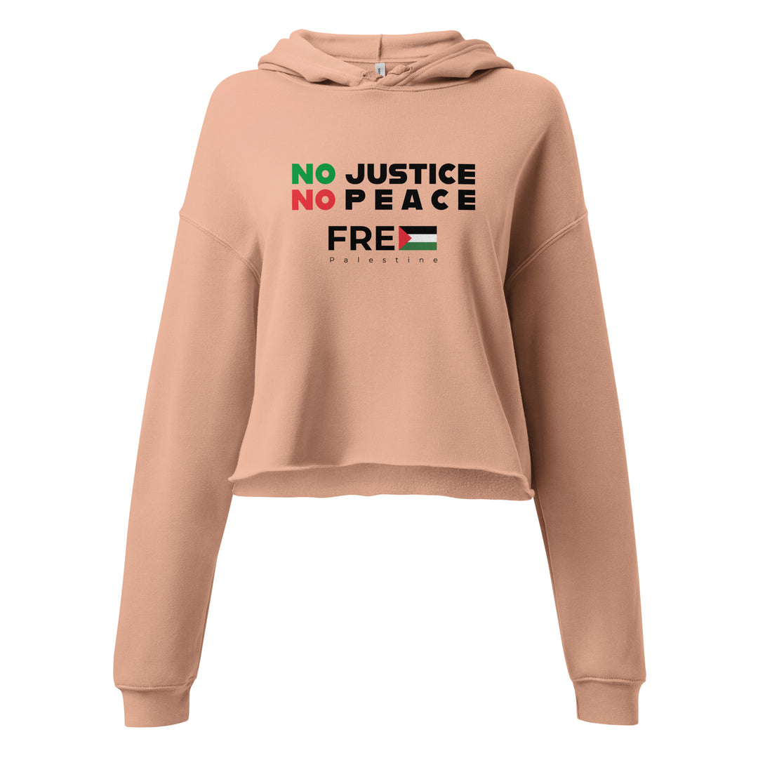 Crop Hoodie - No Justice No Peace, Womens Cropped Hoodie Peach