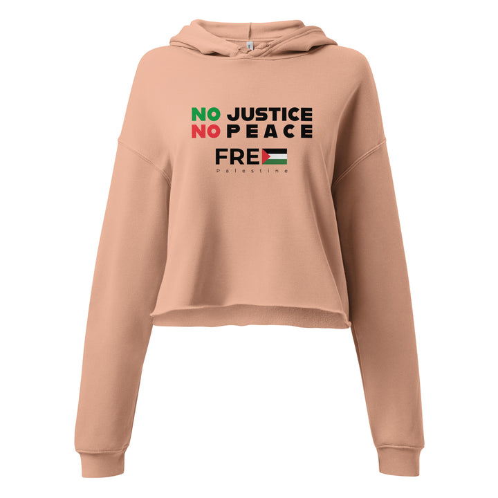 Crop Hoodie - No Justice No Peace, Womens Cropped Hoodie Peach