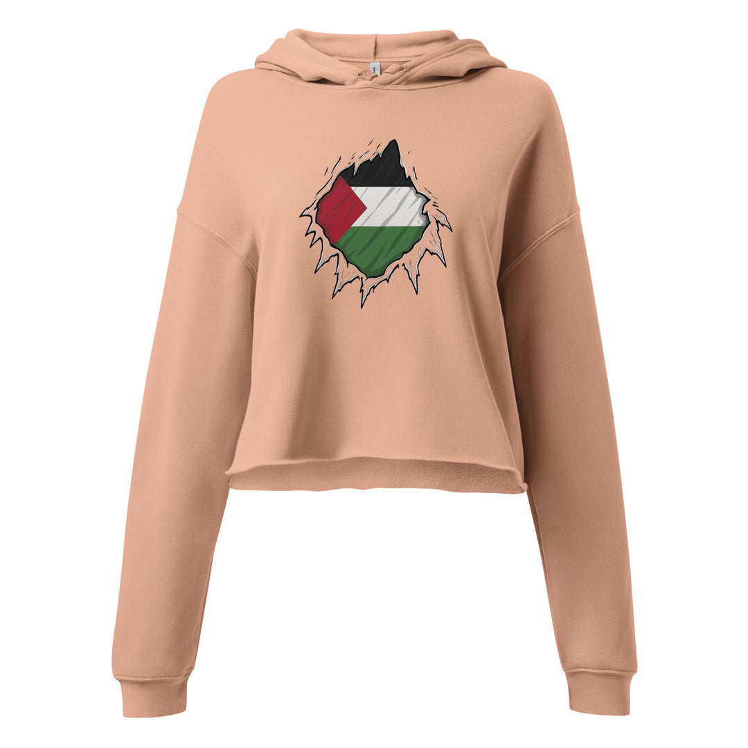 Crop Hoodie - Palestine Hero, Womens Cropped Hoodie Peach