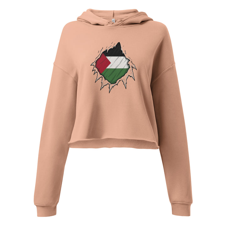 Crop Hoodie - Palestine Hero, Womens Cropped Hoodie Peach