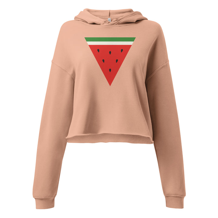 Crop Hoodie - Triangle Watermelon, Womens Cropped Hoodie Peach