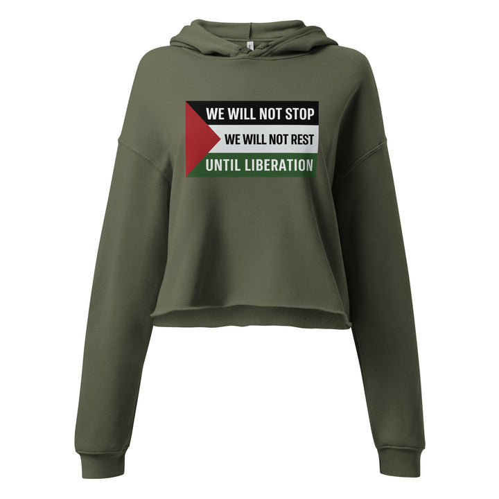 Crop Hoodie - We Will Not Stop, Womens Cropped Hoodie Military Green