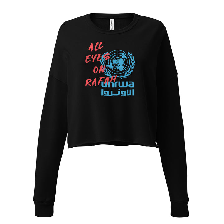 Crop Sweatshirt - All Eyes on Rafah, Womens Cropped Sweatshirt Black
