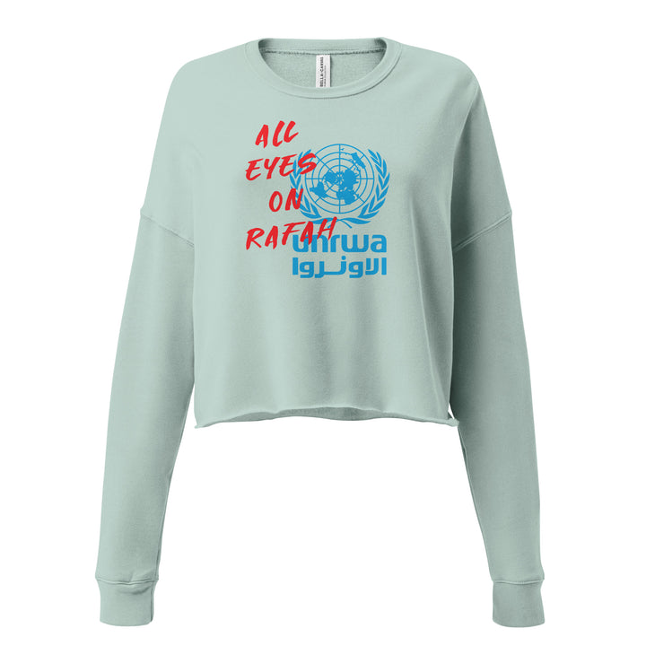Crop Sweatshirt - All Eyes on Rafah, Womens Cropped Sweatshirt Dusty Blue