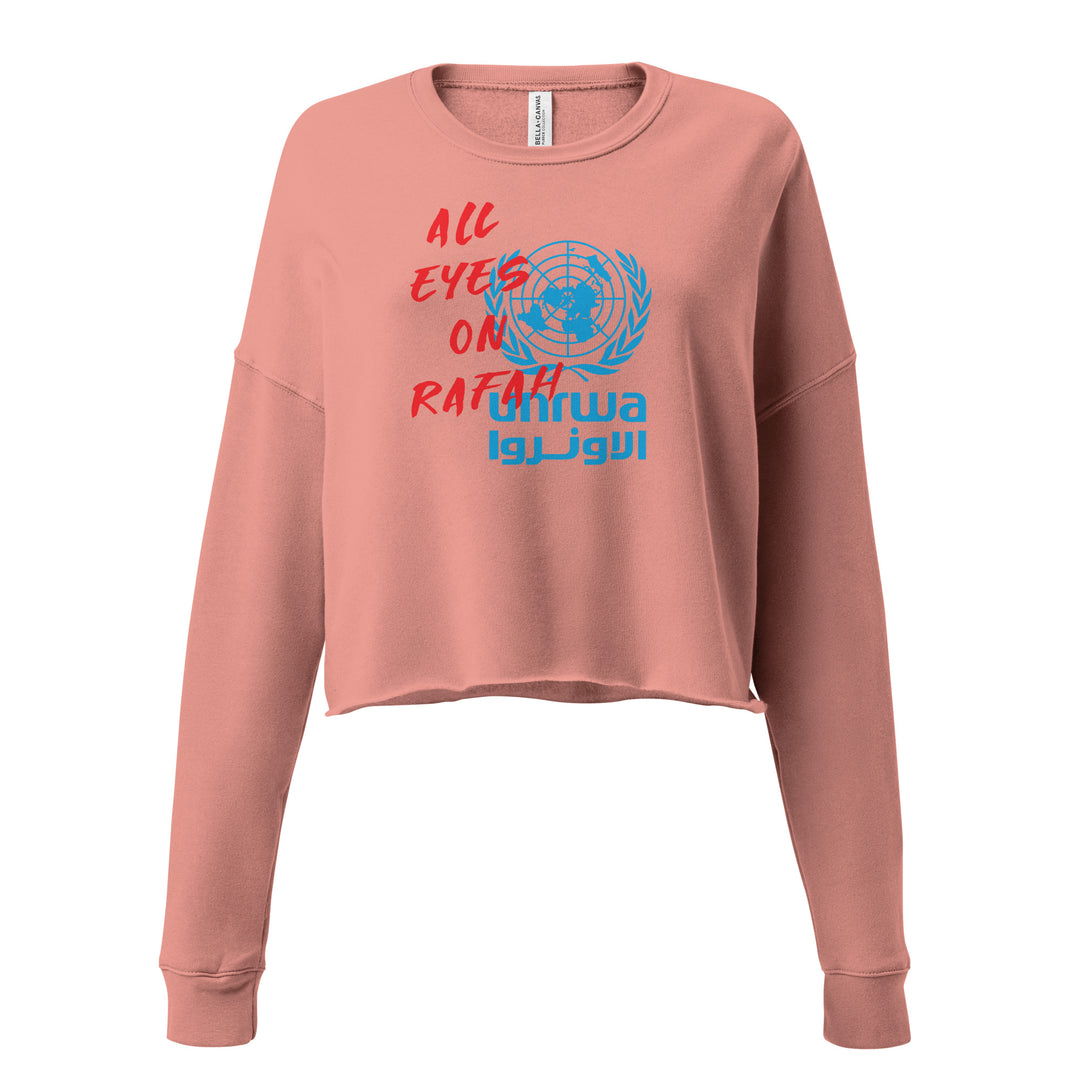 Crop Sweatshirt - All Eyes on Rafah, Womens Cropped Sweatshirt Mauve