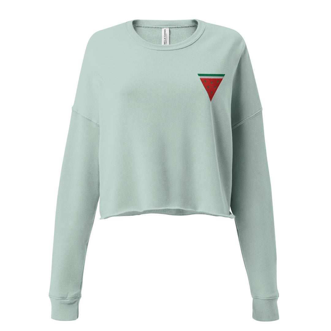 Crop Sweatshirt Embroided - Triangle Watermelon, Womens Cropped Sweatshirt Dusty Blue