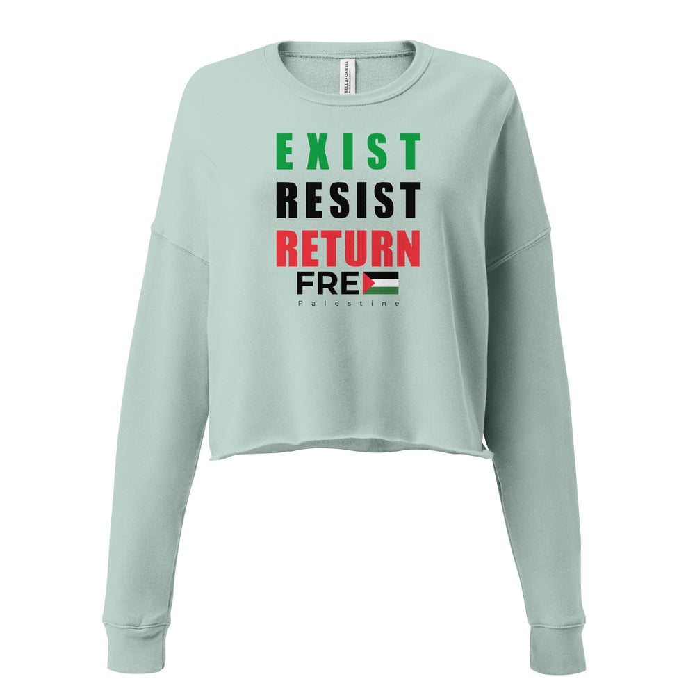 Crop Sweatshirt - Exist. Resist. Return., Womens Cropped Sweatshirt Dusty Blue