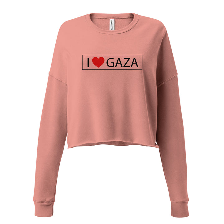 Crop Sweatshirt - I Love Gaza, Womens Cropped Sweatshirt Mauve
