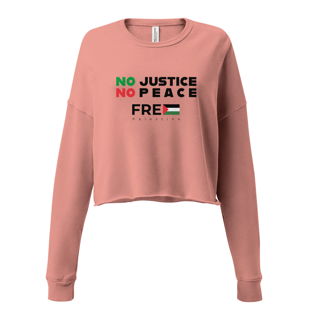 Crop Sweatshirt - No Justice No Peace, Womens Cropped Sweatshirt Mauve