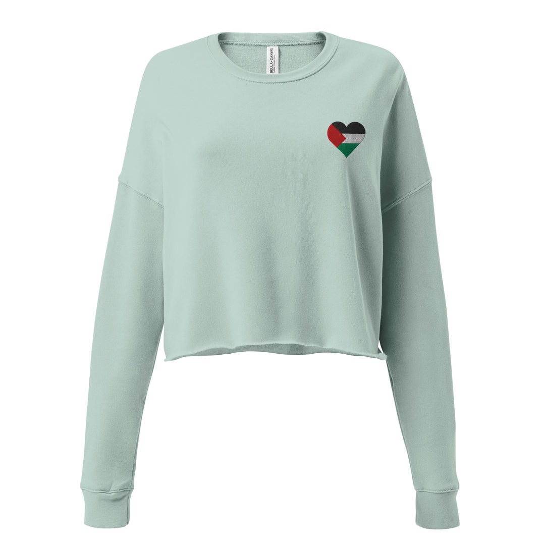 Crop Sweatshirt - Palestine Heart, Womens Cropped Sweatshirt Dusty Blue