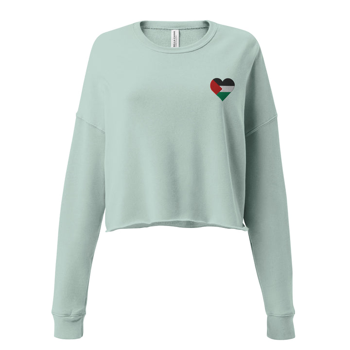 Crop Sweatshirt - Palestine Heart, Womens Cropped Sweatshirt Dusty Blue