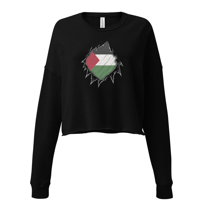 Crop Sweatshirt - Palestine Hero, Womens Cropped Sweatshirt Black