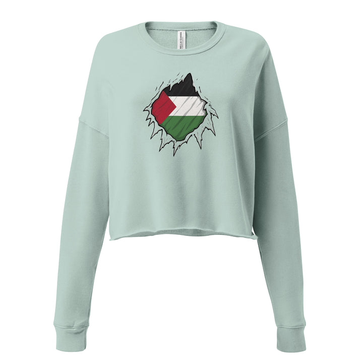 Crop Sweatshirt - Palestine Hero, Womens Cropped Sweatshirt Dusty Blue