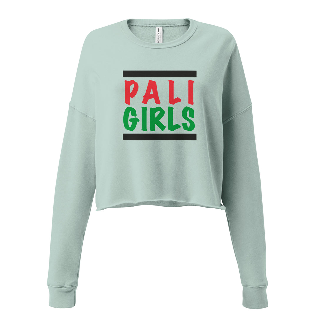 Crop Sweatshirt - Palestinian Girls, Womens Cropped Sweatshirt Dusty Blue