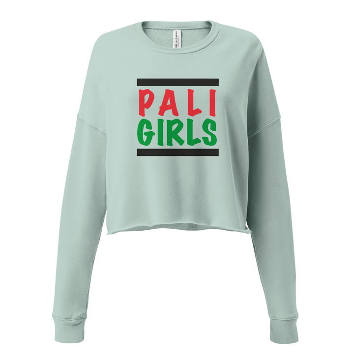 Crop Sweatshirt - Palestinian Girls, Womens Cropped Sweatshirt Dusty Blue