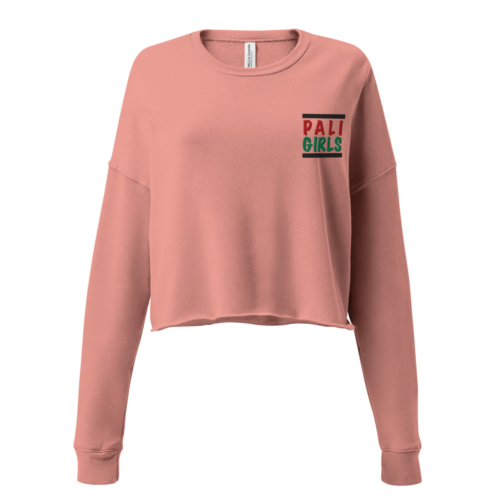 Crop Sweatshirt - Palestinian Girls Embroidered, Womens Cropped Sweatshirt Mauve