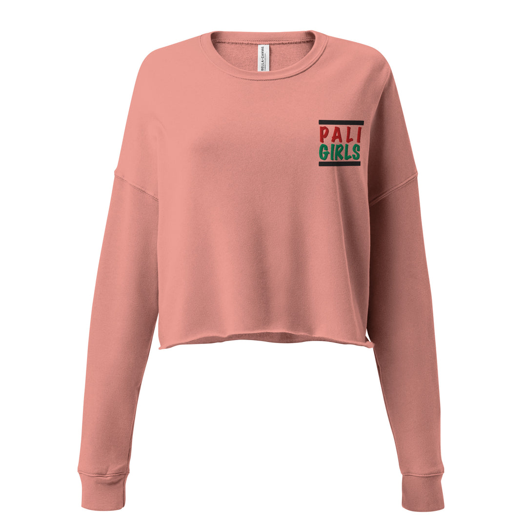 Crop Sweatshirt - Palestinian Girls Embroidered, Womens Cropped Sweatshirt Mauve