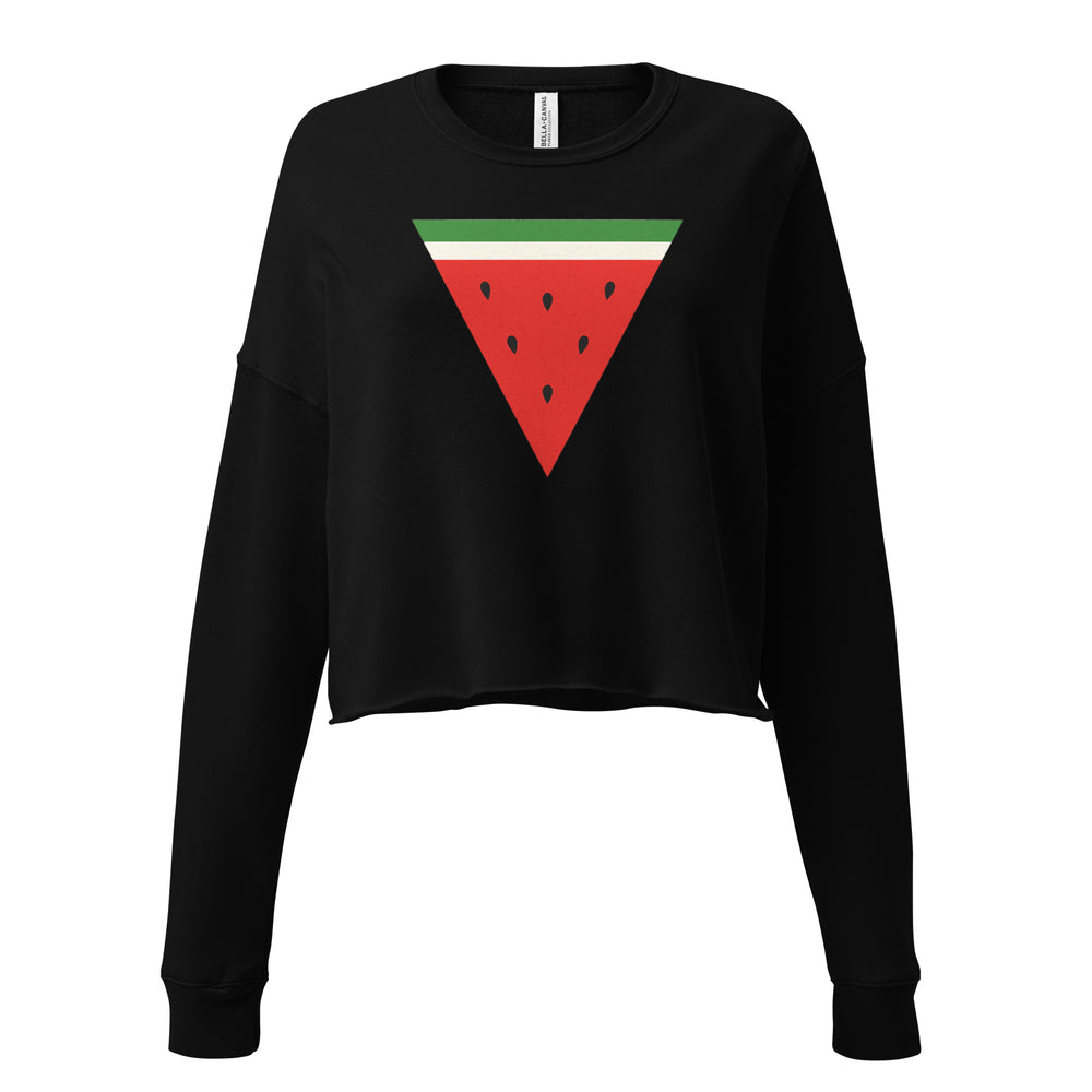 Crop Sweatshirt - Triangle Watermelon, Womens Cropped Sweatshirt Black