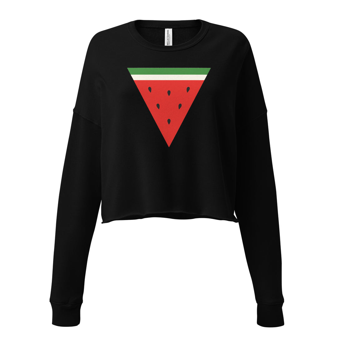 Crop Sweatshirt - Triangle Watermelon, Womens Cropped Sweatshirt Black