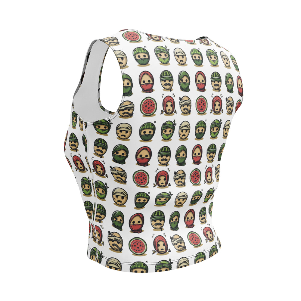 Crop Top - Palestine Emoji, White