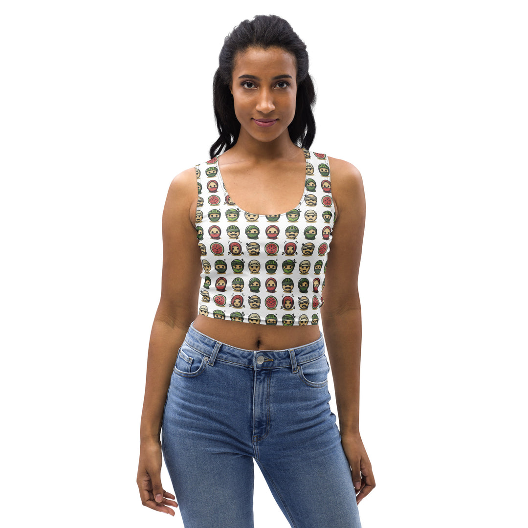 Crop Top - Palestine Emoji, White