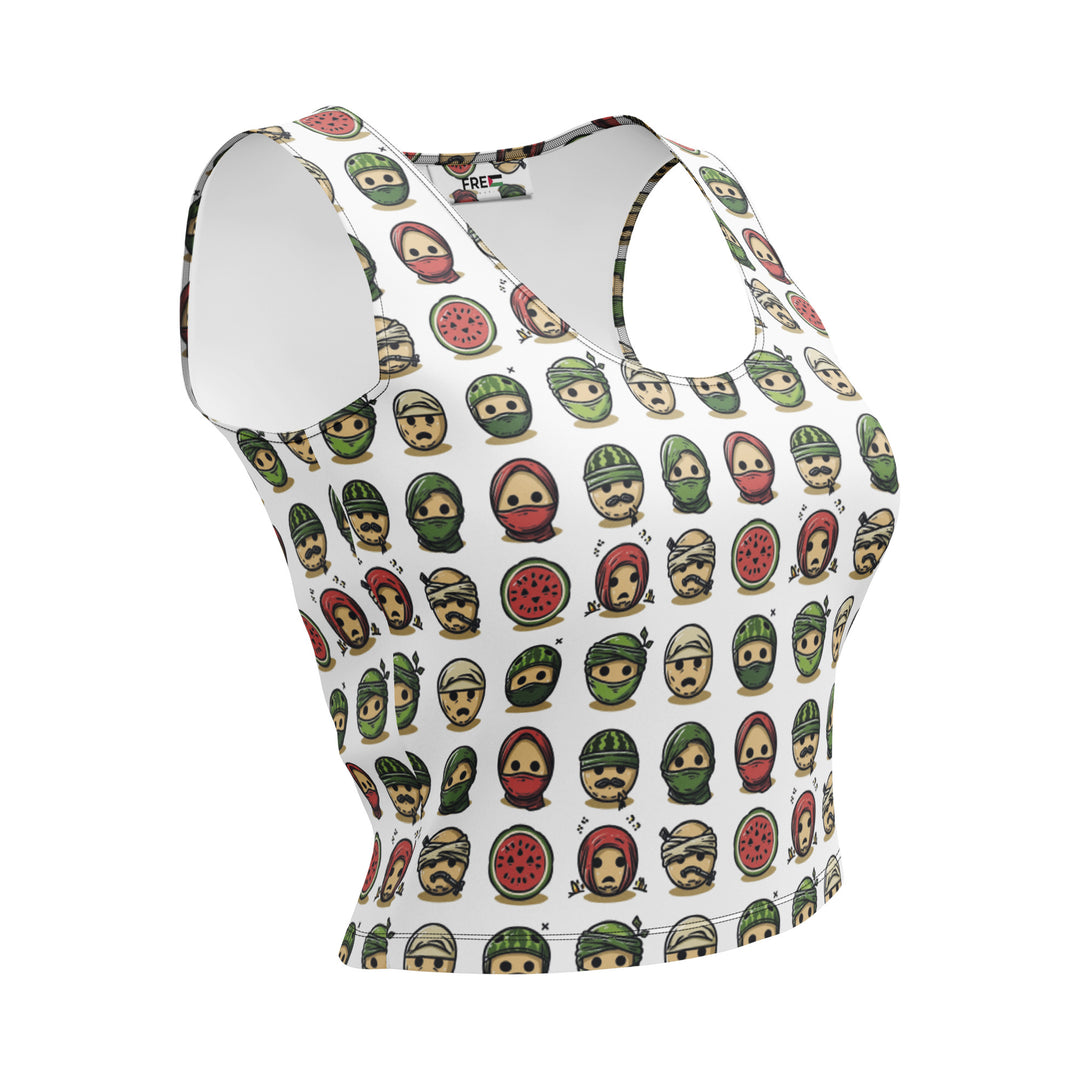 Crop Top - Palestine Emoji, White