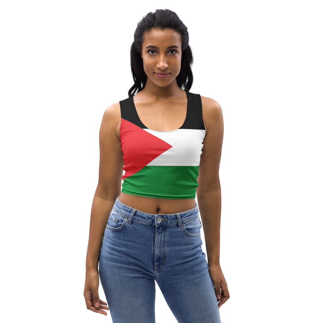 Crop Top - Palestine Flag, White