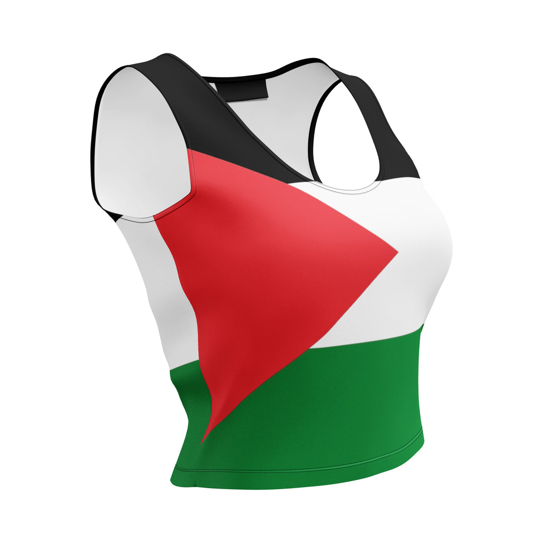 Crop Top - Palestine Flag, White