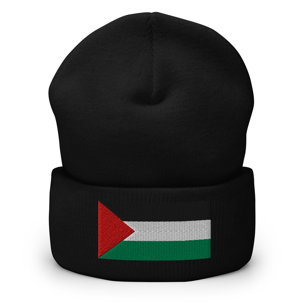 Cuffed Beanie - Palestine Flag, Cuffed Beanie Black