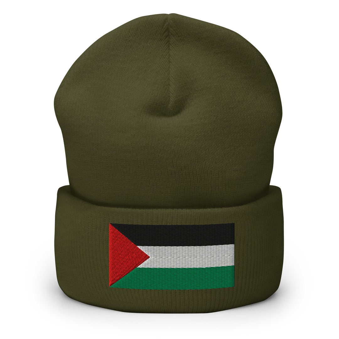 Cuffed Beanie - Palestine Flag, Cuffed Beanie Olive