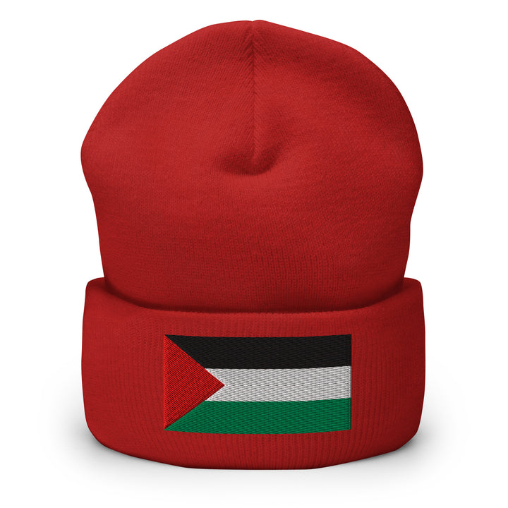Cuffed Beanie - Palestine Flag, Cuffed Beanie Red