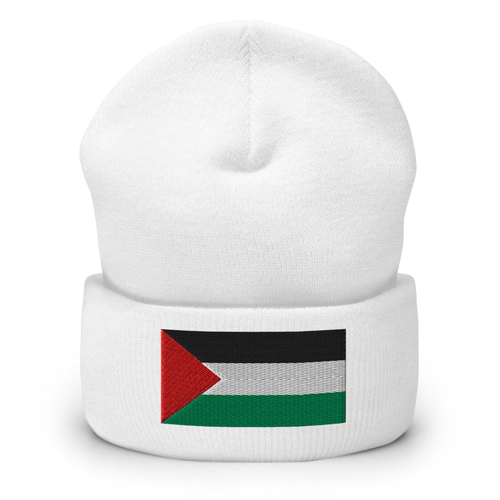 Cuffed Beanie - Palestine Flag, Cuffed Beanie White