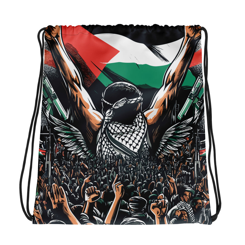 Drawstring bag – Art by Moh, White, front view