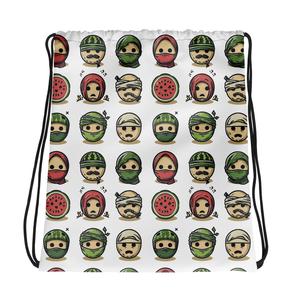Drawstring bag – Palestine Emoji, White, front view