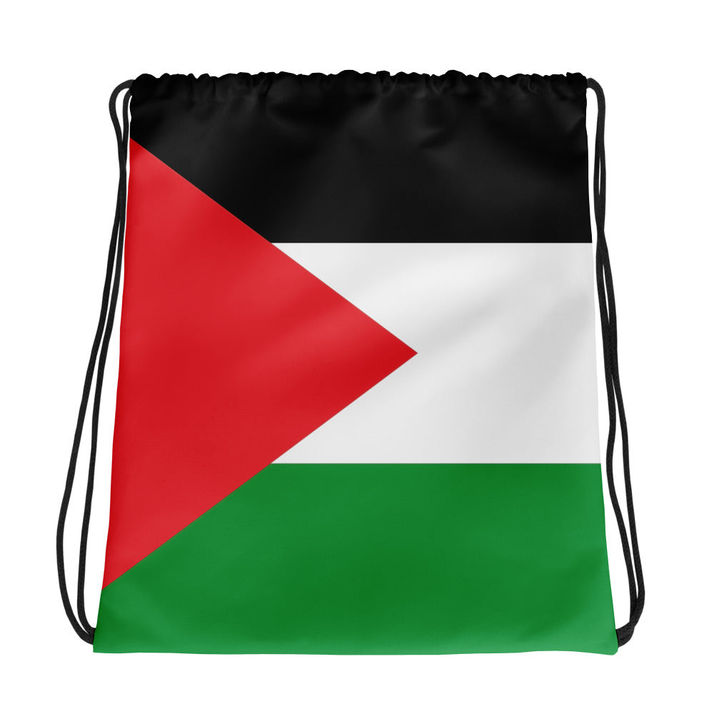 Drawstring bag – Palestine Flag, White, front view