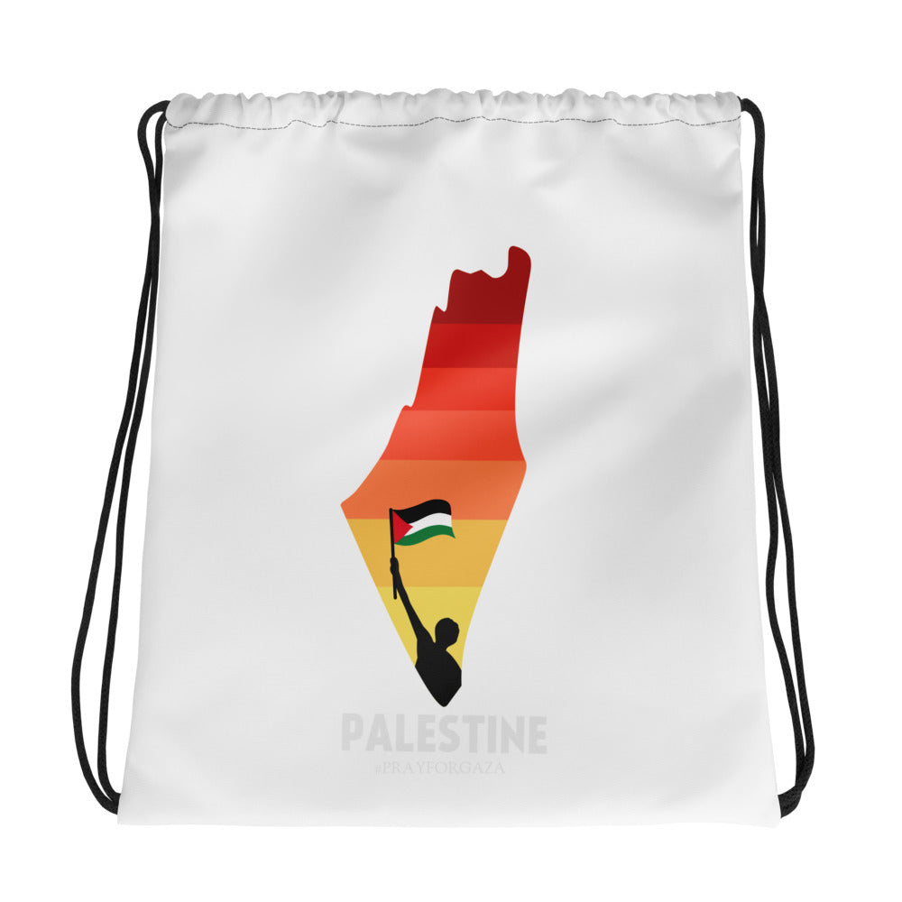 Drawstring bag – Palestine Map, White, front view