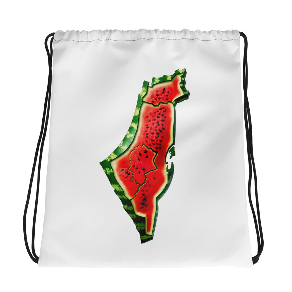 Drawstring bag – Palestine Watermelon, White, front view