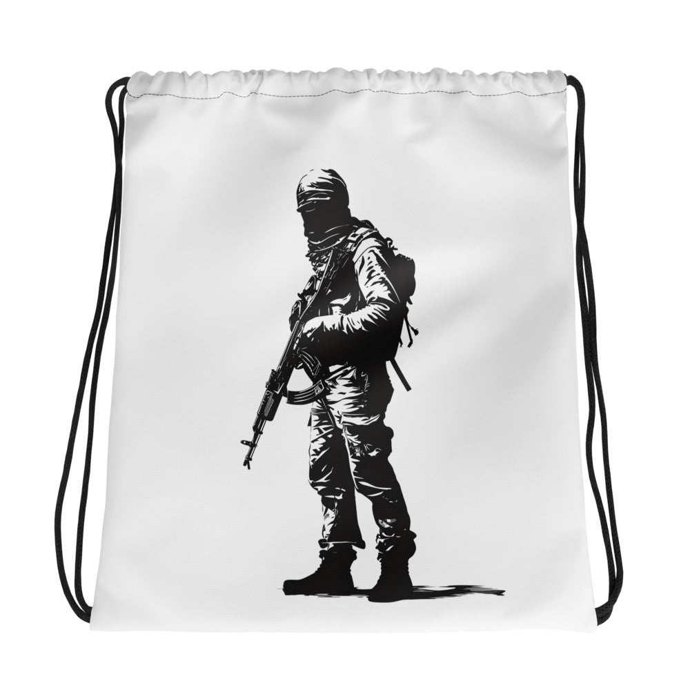 Drawstring bag – The Fighter, White, front view