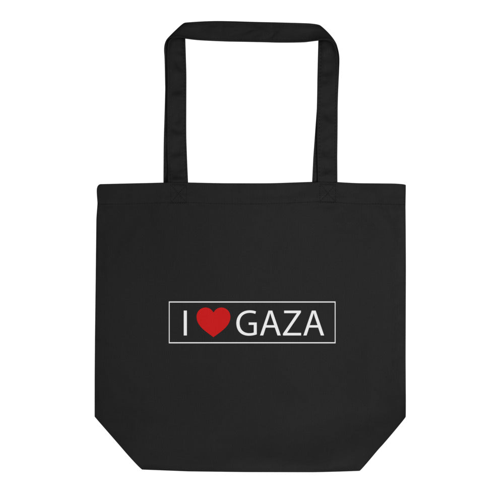 Eco Tote Bag - I Love Gaza, Eco Tote Bag Black