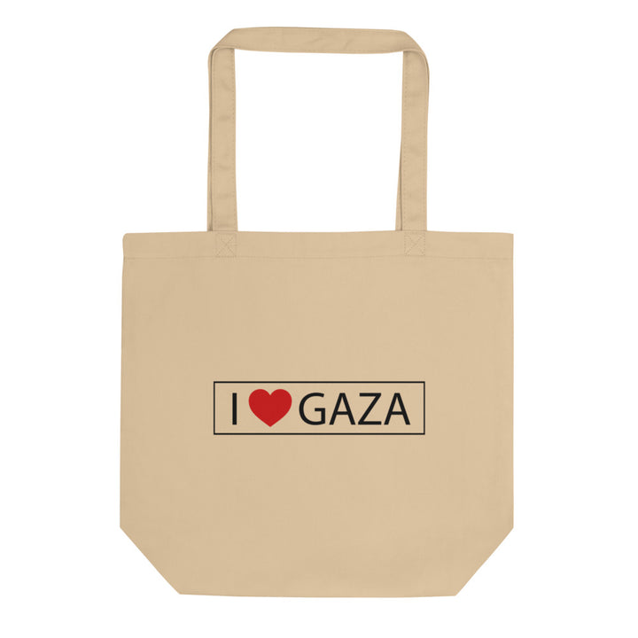 Eco Tote Bag - I Love Gaza, Eco Tote Bag Oyster