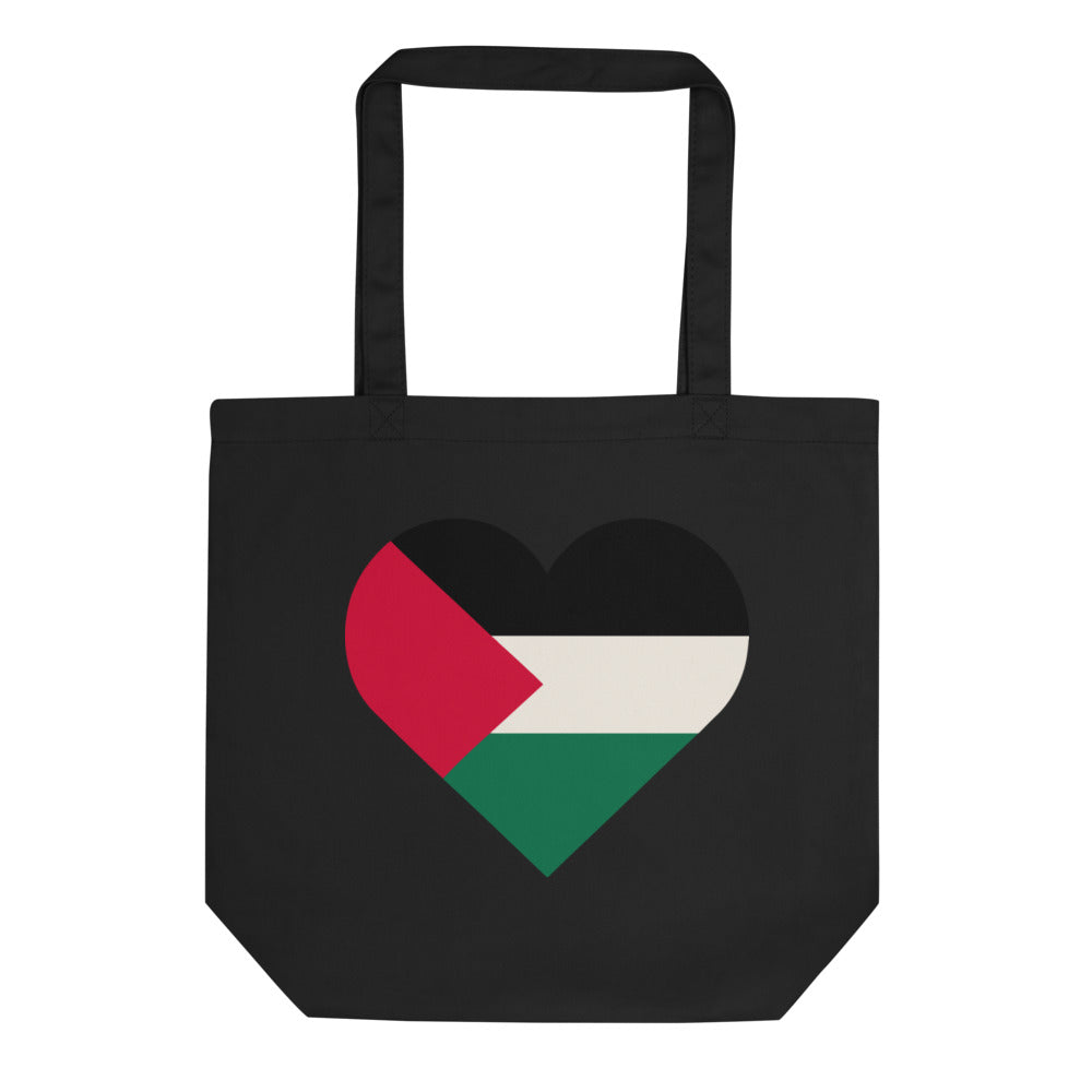 Eco Tote Bag - Palestine Heart, Eco Tote Bag Black
