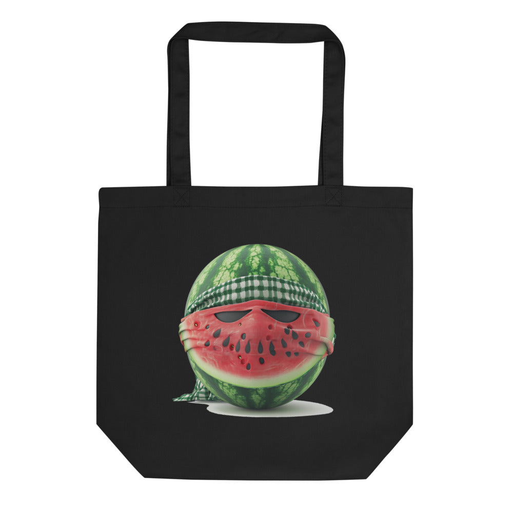 Eco Tote Bag - Palestine Watermelon Fighter, Eco Tote Bag Black